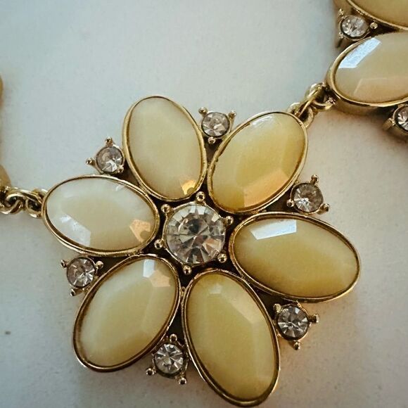Kate Spade gold with floral jewels statement necklace. - Picture 3 of 4